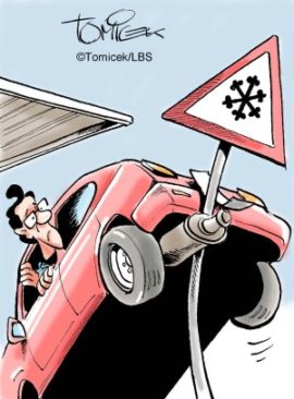 Auf Eisplatte ausgerutscht