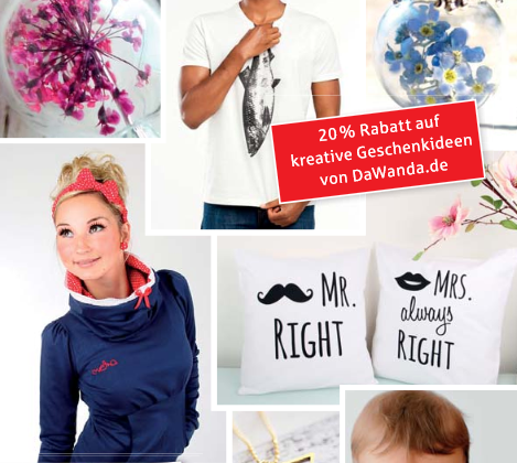 Jetzt online 20 % Rabatt sichern – auf DaWanda.de